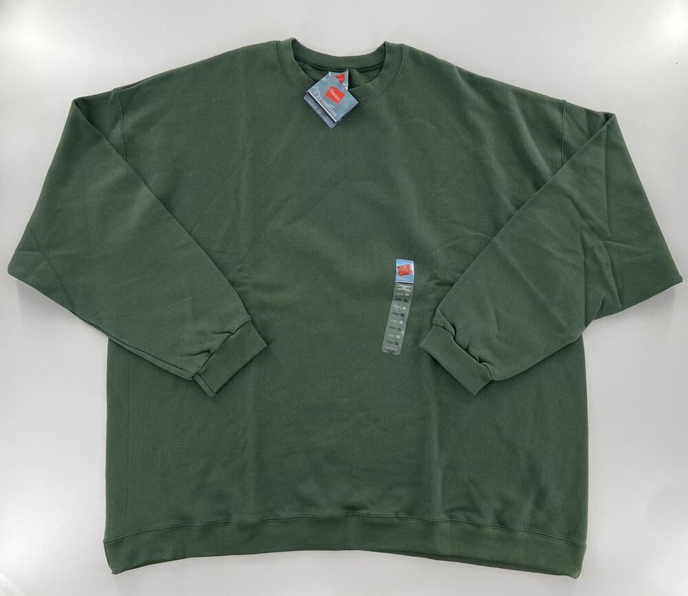 VINTAGE Hanes Sweater Adult 3XL Green Crew Neck Pullover Fleece Mens XXXL NEW